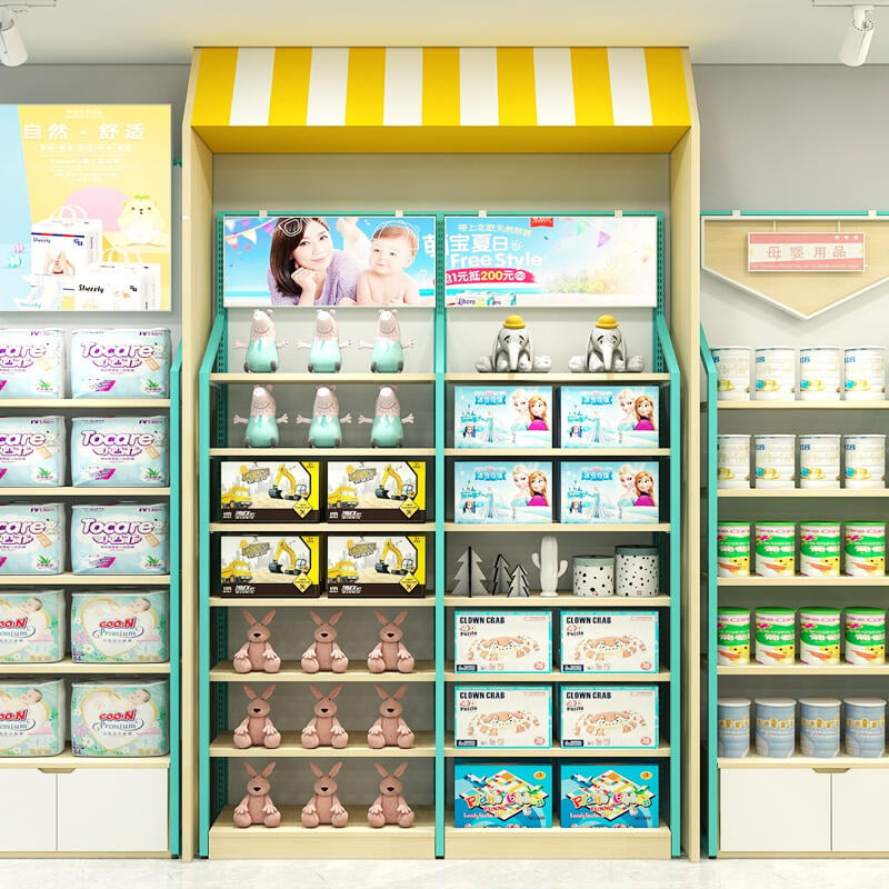 邊櫃單面靠墻奶粉架母嬰店貨架貨櫃孕嬰紙尿褲兒童玩具收納展示架