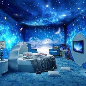 星空墻紙裝飾畫客廳臥室屋頂吊頂天花板背景墻3d立體宇宙星球壁紙