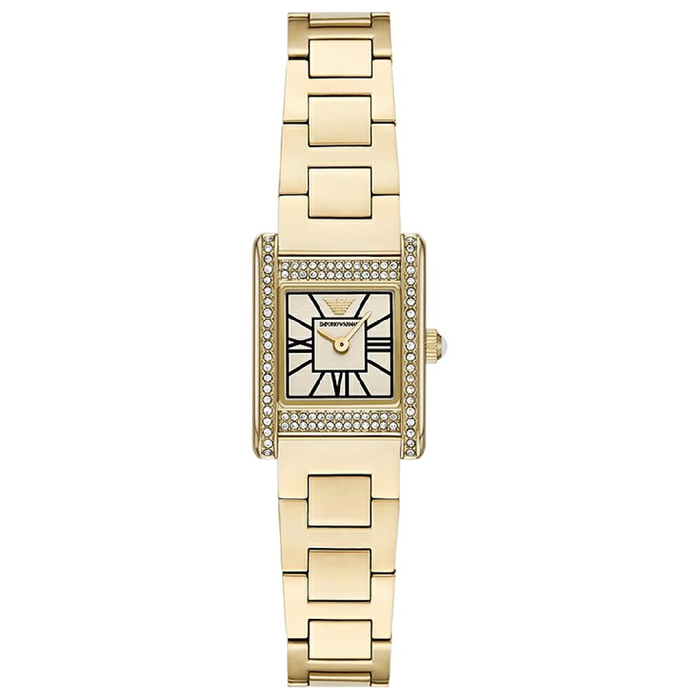 EMPORIO ARMANI 亞曼尼 AR11663 晶鑽方形女錶 金色  20mm｜樂天全館特惠中★指定刷卡回饋10%