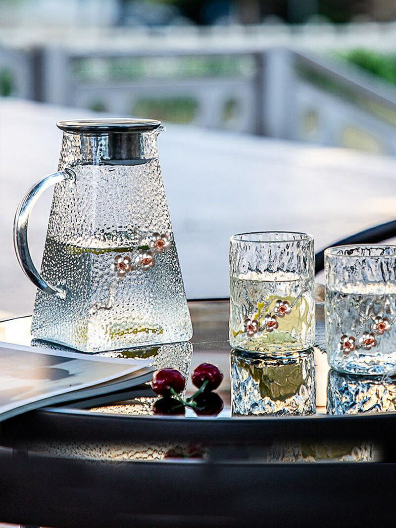北歐冷水壺玻璃耐高溫家用茶壺套裝大容量涼水壺水杯加厚白開水壺