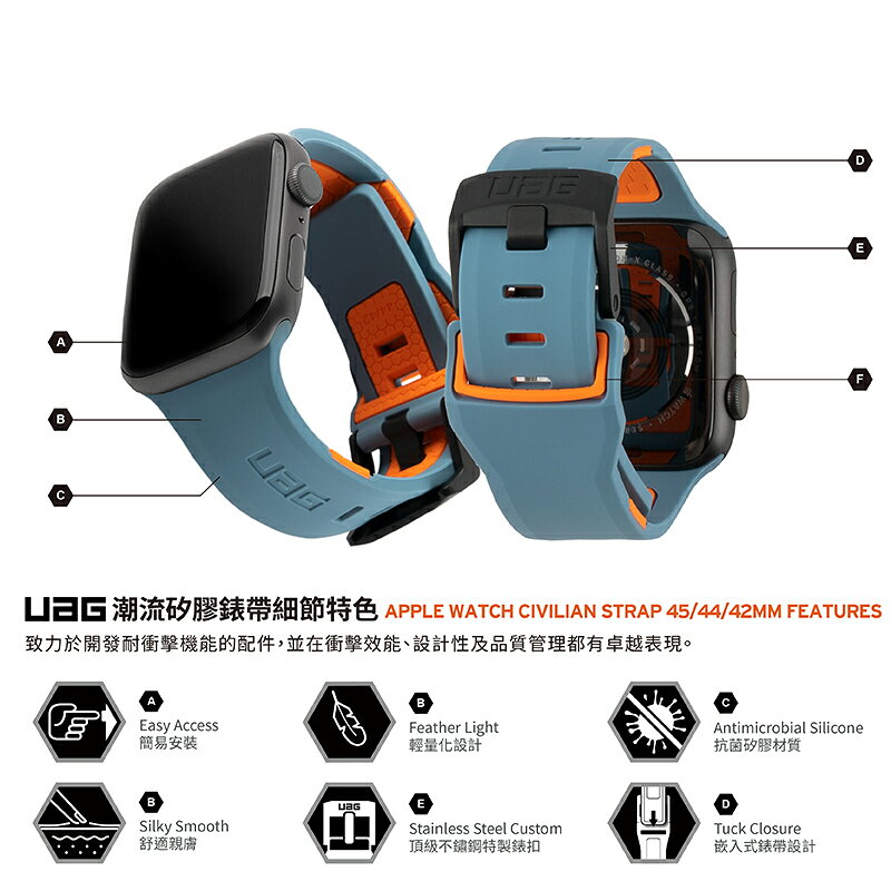 UAG Apple Watch 矽膠 撞色 錶帶 簡約 錶帶 腕帶 防水 防汗 42 44 45 mm 1