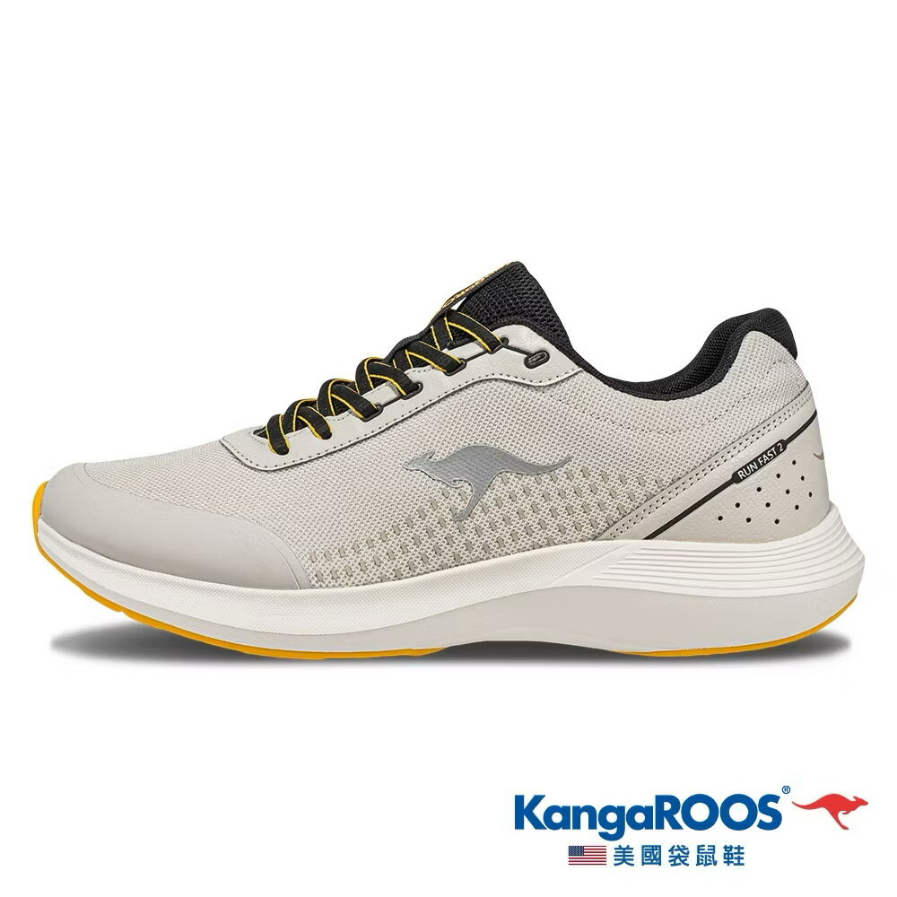 KangaROOS美國袋鼠鞋 男鞋 RUN FLOW 2 超輕量跑鞋 透氣 反光 緩震 運動鞋 [KM41599] 米【巷子屋】