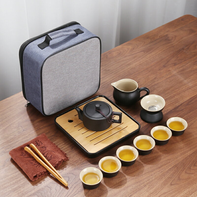 茶壺 泡茶器具 旅行小茶具套裝功夫茶杯家用現代簡約辦公室泡茶壺便攜式戶外茶盤【MJ23334】