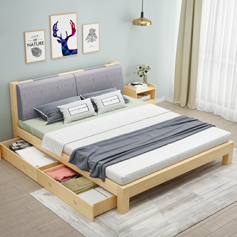 單人床實木床15米松木雙人床18米經濟型現代簡約出租房簡易12m單人床