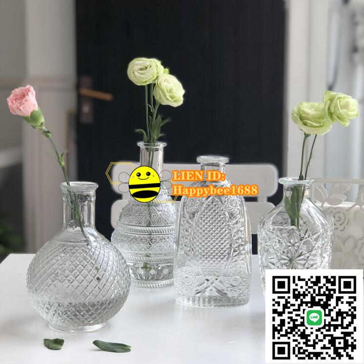 北歐創意水培玻璃花瓶透明花器簡約現代干花插花擺件 小蜜蜂 小蜜蜂 樂天市場rakuten
