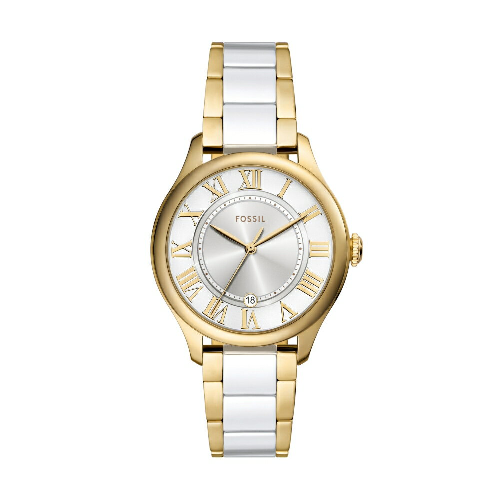 送禮首選★FOSSIL Gilmore白色陶瓷三針手錶-白*金 CE1131  附提袋