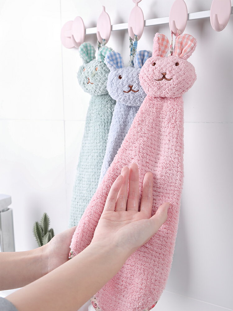 擦手巾可掛式可愛抹布毛巾吸水小卡通清潔抹手布加厚廚房家用搽手
