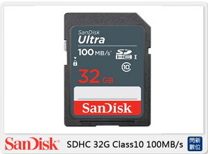【免運費，送記憶卡收納盒】Sandisk Ultra 32GB/32G SDHC Class10 記憶卡(SDSDUNR-032G-GN3IN，公司貨)SDXC SD