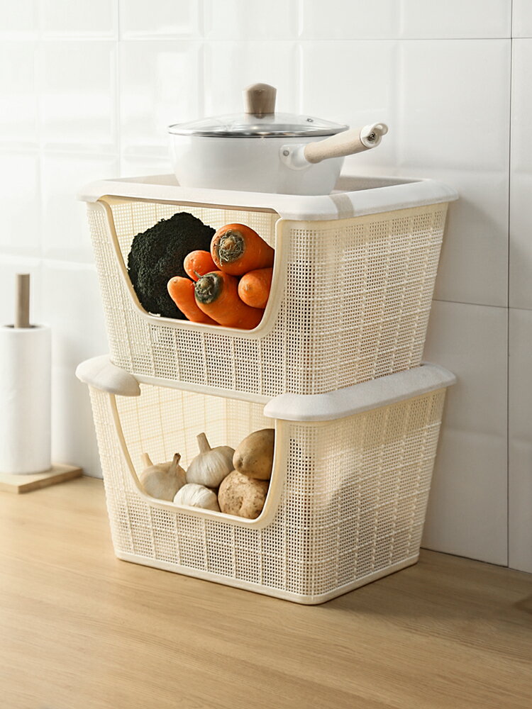 廚房臺面雙層置物架蔬菜水果收納筐放土豆的菜籃子裝蔥姜蒜菜筐
