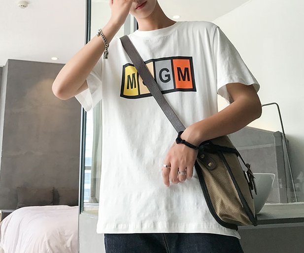 FINDSENSE H1 2018 夏季 新款 日本 清新 字母印花 加肥大碼寬鬆 舒適透氣 T恤 短袖 時尚潮男上衣