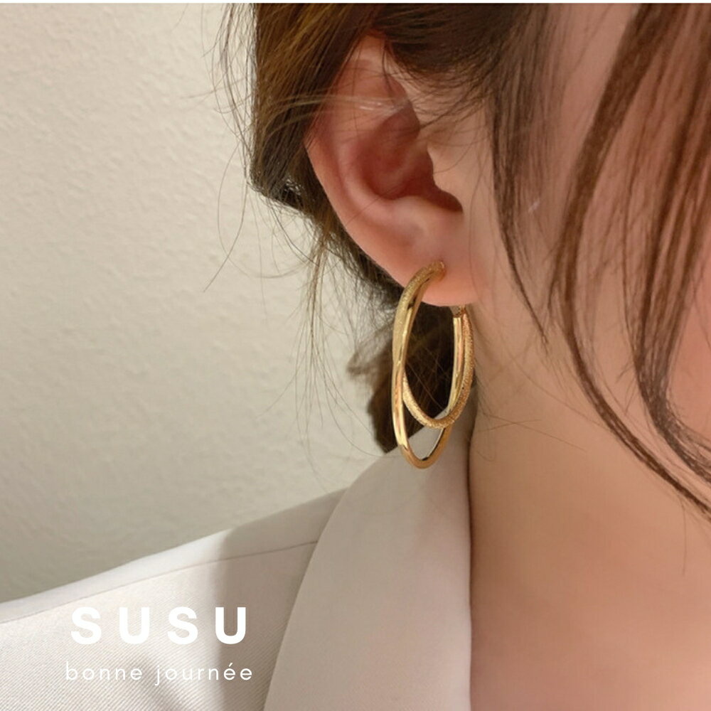 SU SU︱經典雙圈耳環❤️925純銀 耳環 項鍊 手鍊 穿搭 百搭 時尚 送禮 防過敏 飾品 7