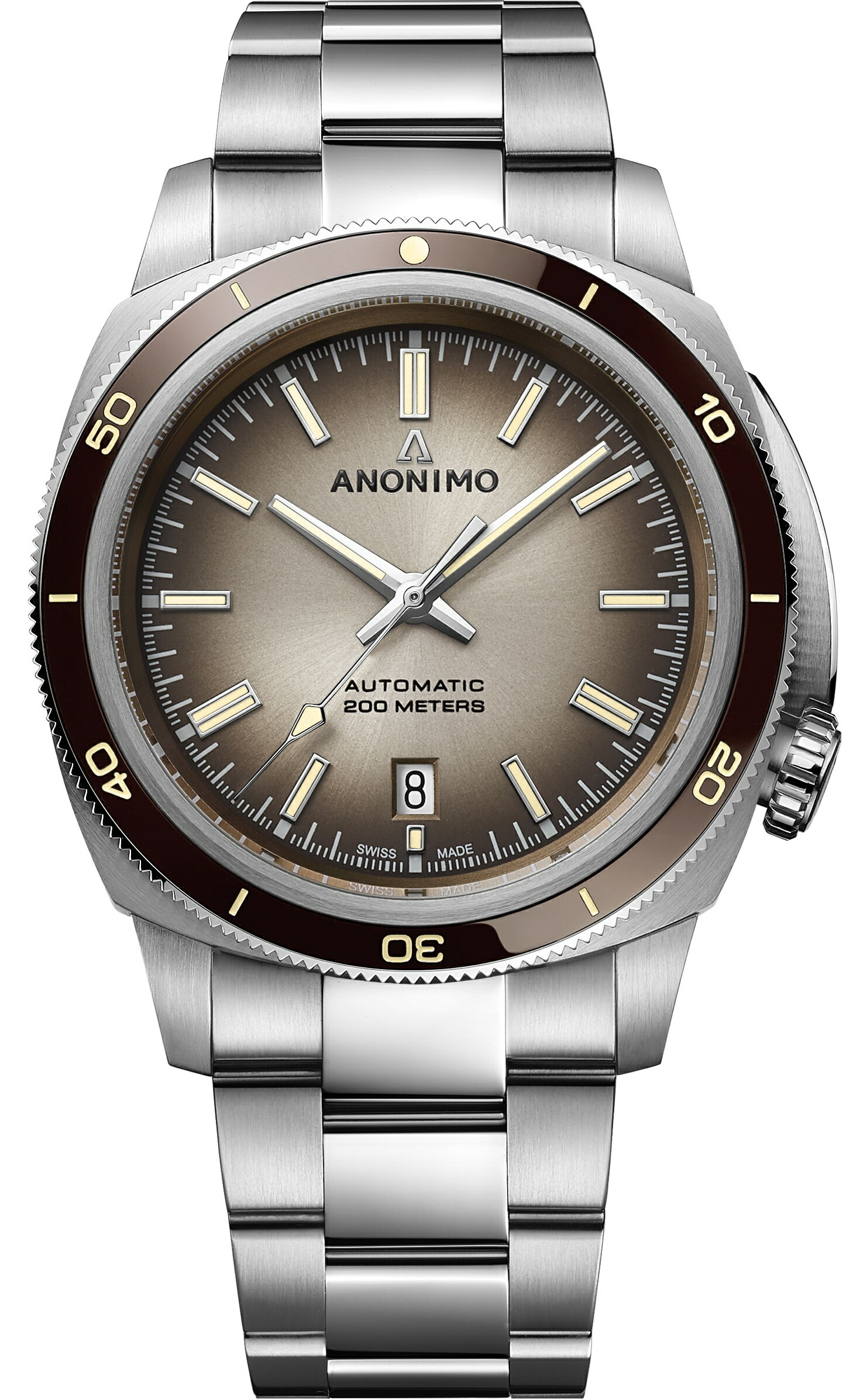 ANONIMO 吾名 NAUTILO VANTAGE義大利海軍機械錶(AM-5019.17.105.M01)-42mm-巧克力面鋼帶【刷卡回饋 分期0利率】【APP下單點數13倍送】