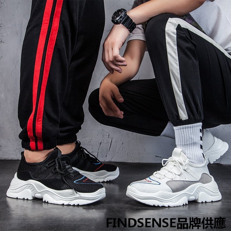 FINDSENSE品牌 四季款 新款 日本 男 高品質 厚底增高 個性 舒適透氣 時尚 運動 休閒鞋 潮流鞋子