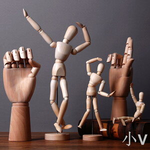 創意關節木偶人木頭人偶桌面擺件人體模型木質手工藝品解壓小玩意