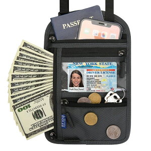 台灣出貨 多功能掛脖式護照包RFID斜挎單肩收納袋 出國機票收納 證件收納包 旅行防盜包