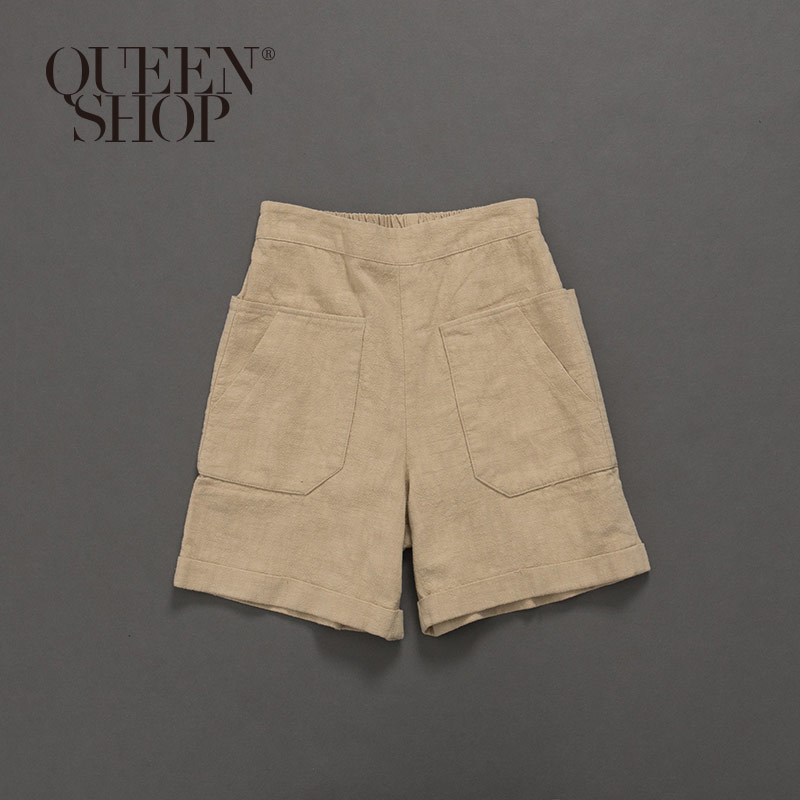 Ｑｕｅｅｎ Ｓｈｏｐ【04130049】親子系列 口袋棉麻短褲 兩色售 1/2/3/4＊現+預＊