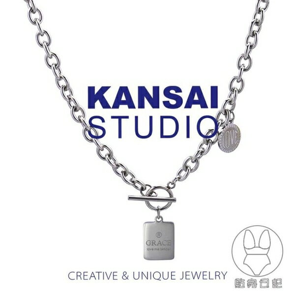 嘻哈圓方牌字母鈦鋼短項鏈hiphop潮個性歐美風蹦迪鏈子【倪醬小鋪】