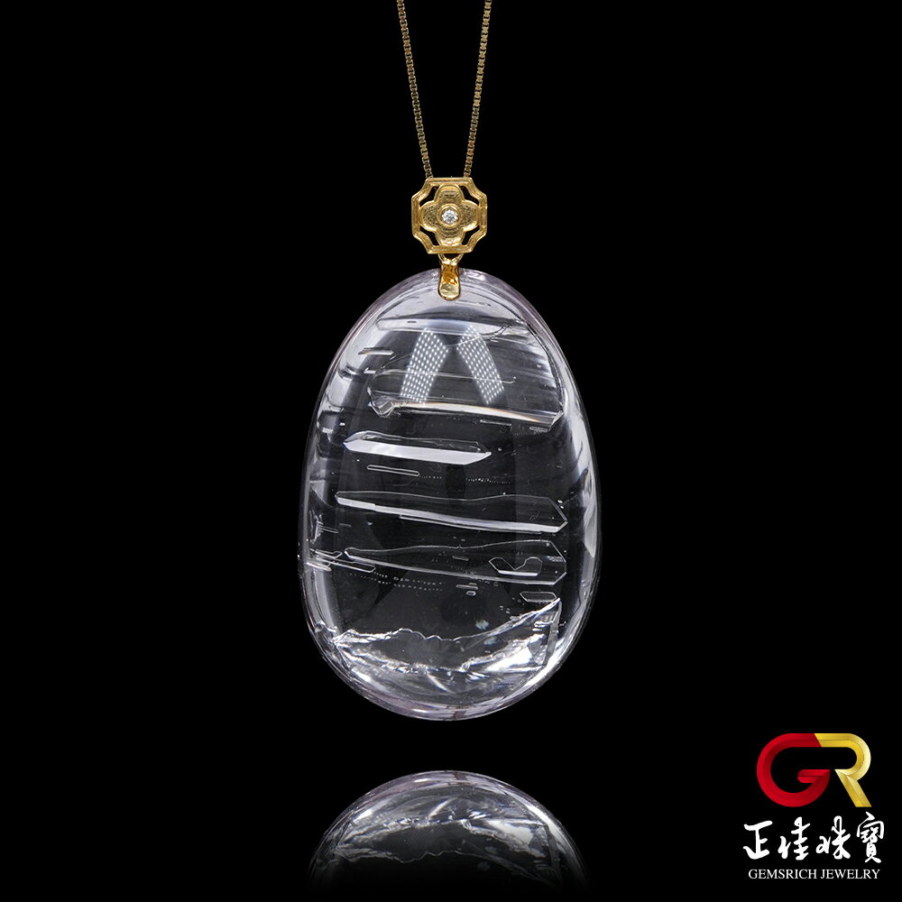 天然水晶 頂級微紫晶中晶 天然水晶吊墜｜18K金