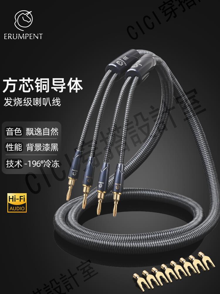 方芯銅進口喇叭線發燒功放膽機音響專用線香蕉頭Y插頭音箱連接線【亞德機械五金家居】