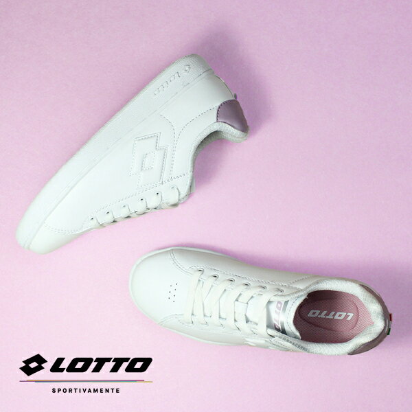 【巷子屋】義大利第一品牌-LOTTO樂得 女款1973經典休閒室內網球鞋 滑板鞋 小白鞋 [6733] 白粉