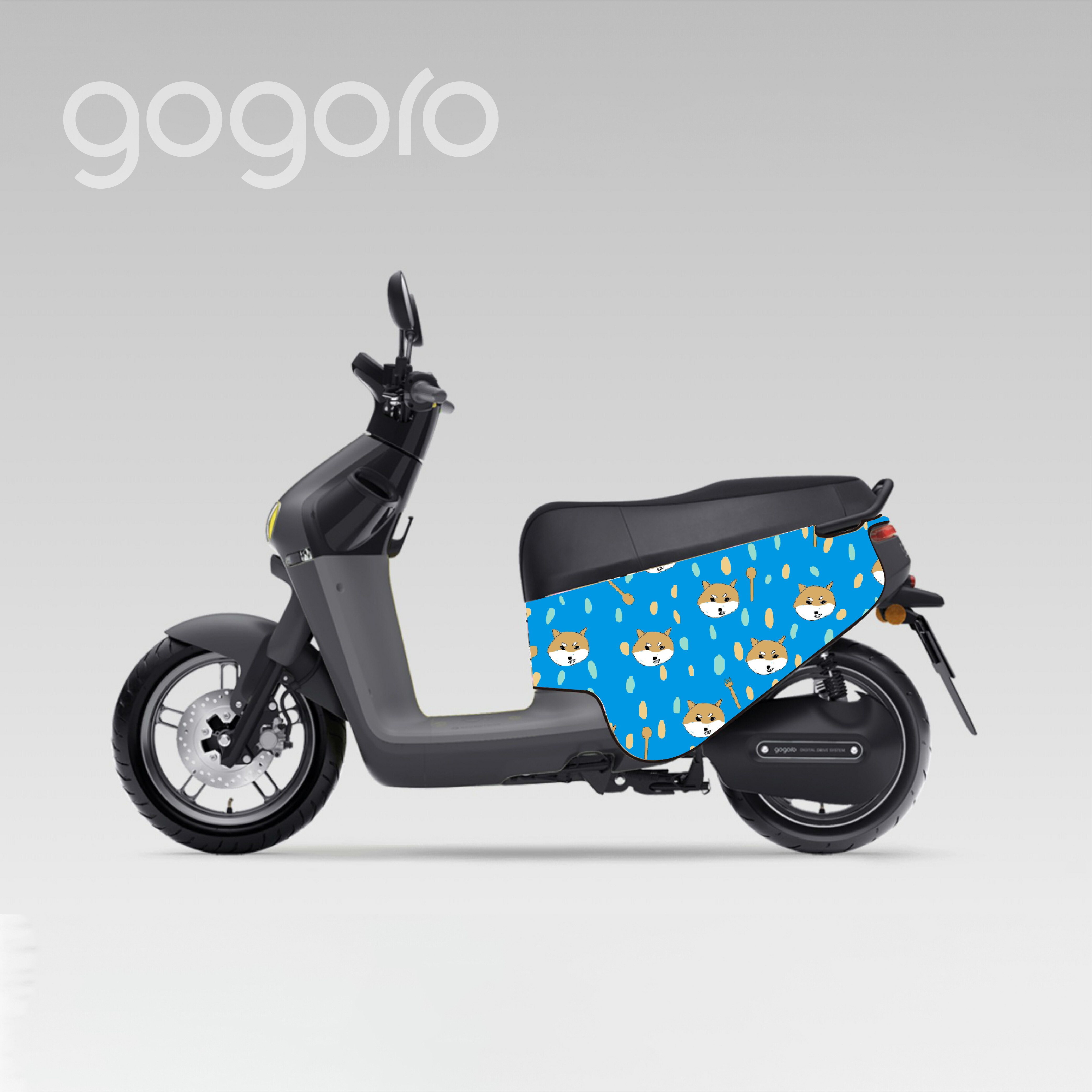 BLR gogoro ID12 手繪柴犬 雙面車套 車身防刮套 潛水衣布 防刮套 保護套 車套 機車配備 電動車防刮 智慧雙輪【客製7-10個工作天】