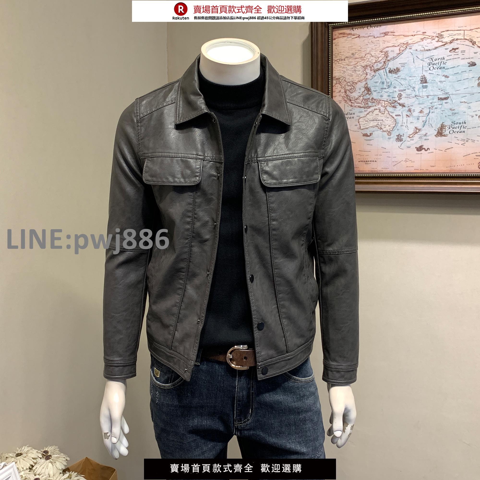 【高品質 超低價】皮衣男加絨加厚春秋冬季翻領皮外套青年潮工裝機車皮夾克春季男裝