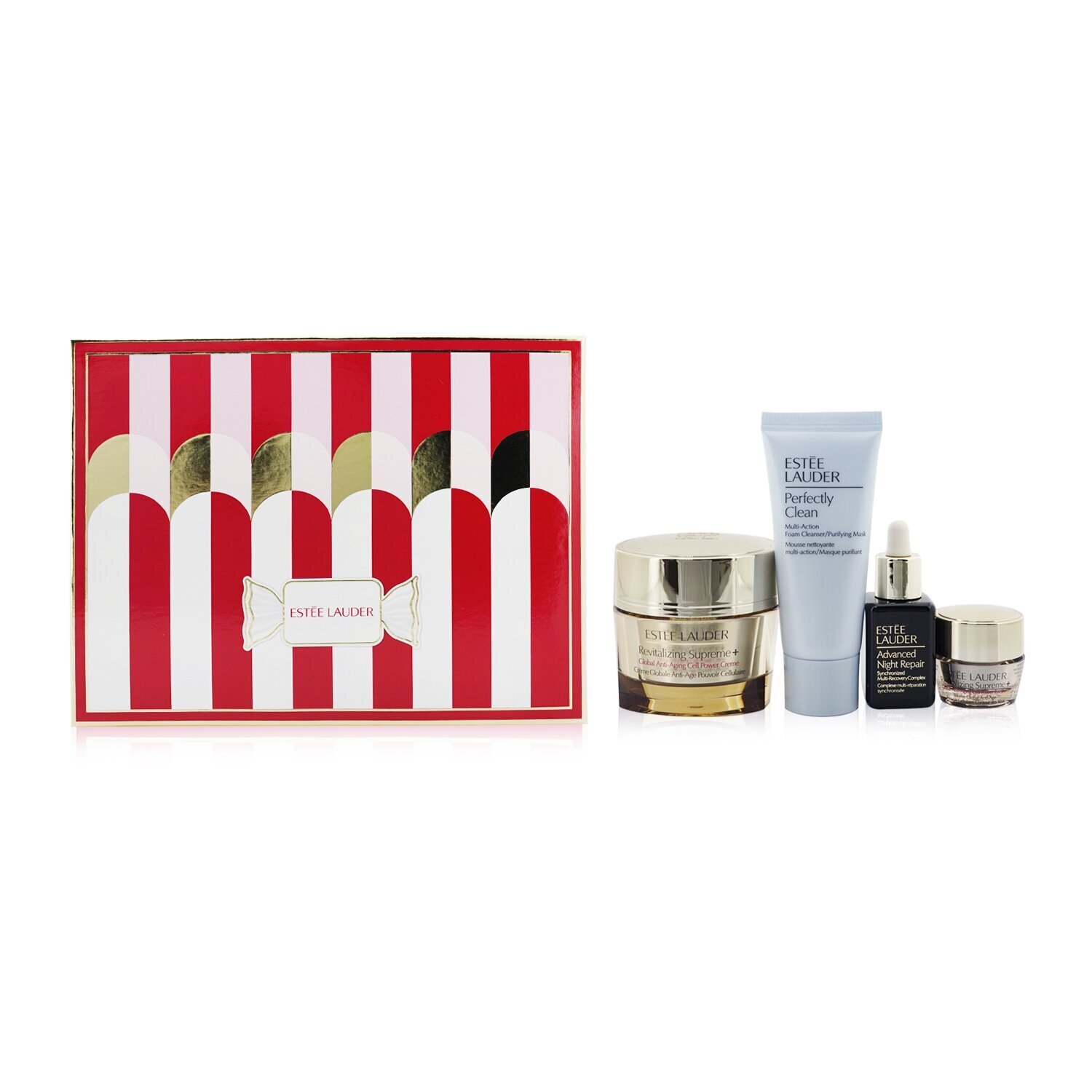 雅詩蘭黛 Estee Lauder - 緊緻煥光護膚套裝：新生活膚彈活面霜+面霜 50ml+ 新生活膚彈活面霜+眼霜 5ml+ 升級再生基因修復精華 15ml+ 全效深層淨肌潔面 30ml