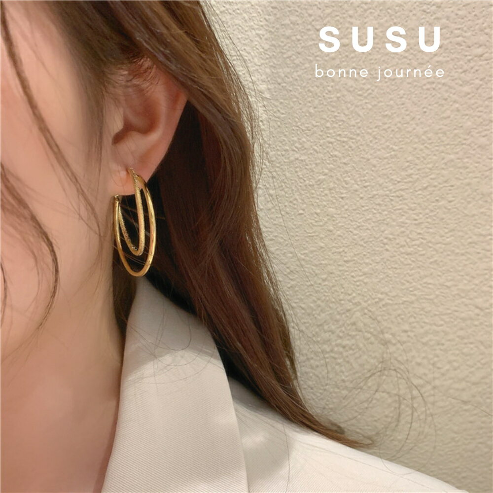 SU SU︱經典雙圈耳環❤️925純銀 耳環 項鍊 手鍊 穿搭 百搭 時尚 送禮 防過敏 飾品 6