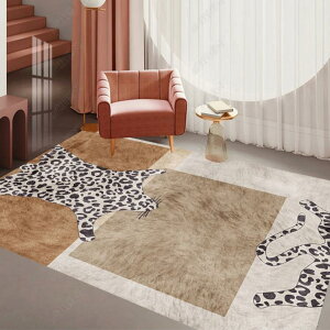 原創時尚現代簡約豹子皮紋圖案地毯加厚仿羊絨毛毯家用防滑毯子