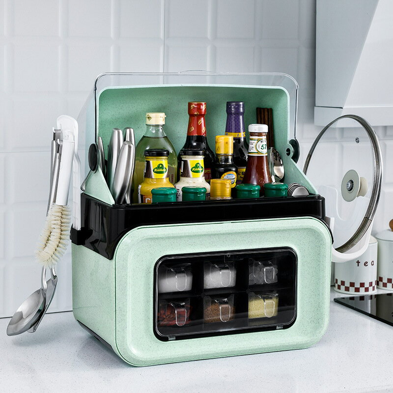 廚房調味料收納盒家用調料盒套裝組合裝一體多格放油鹽醬醋置物架