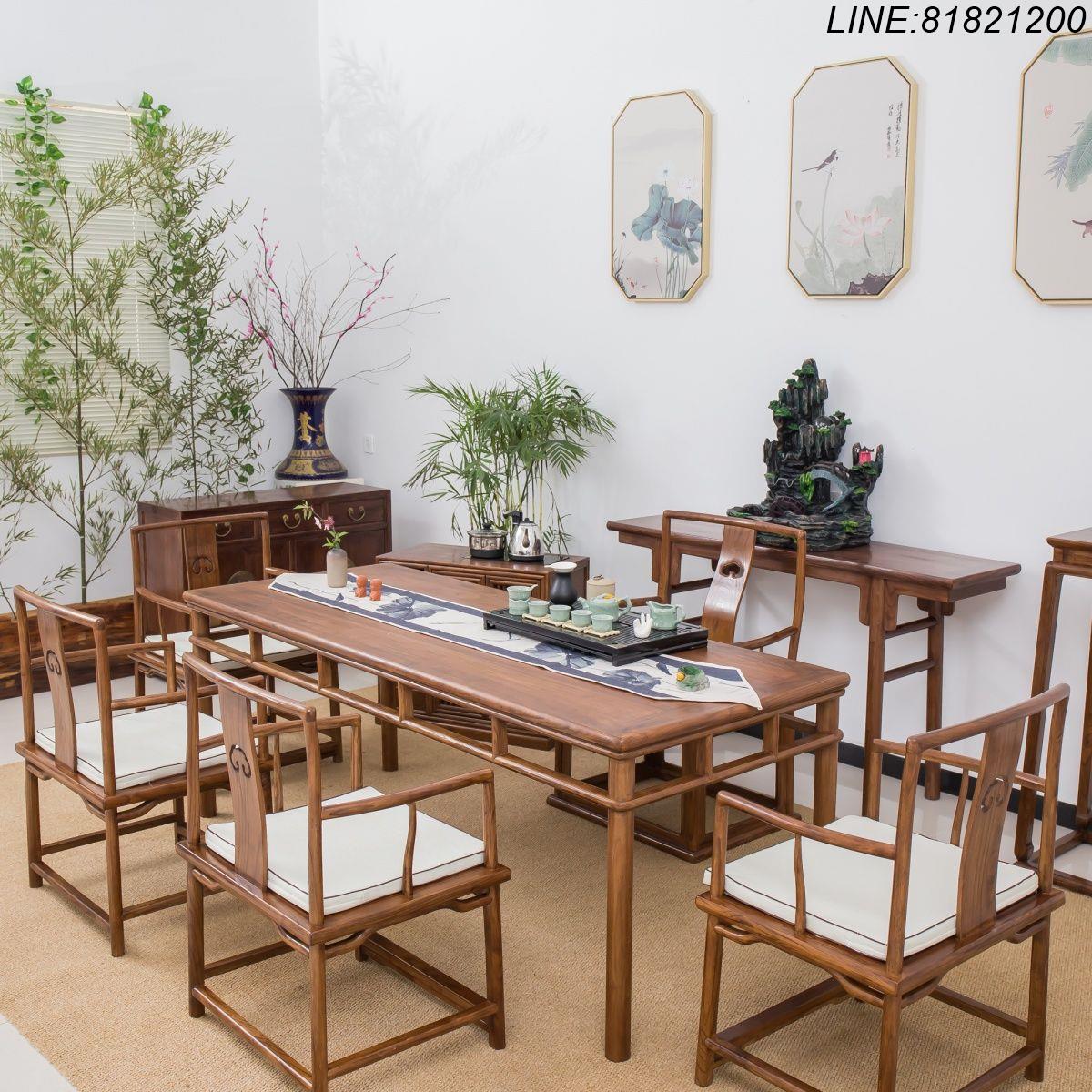 茶桌椅組 茶桌 榆木桌 實木桌椅 茶幾 泡茶臺 免運 開立發票 老榆木茶桌椅組合實木禪意茶臺老榆木茶室茶臺桌泡茶桌家用 支援訂製 支援組裝