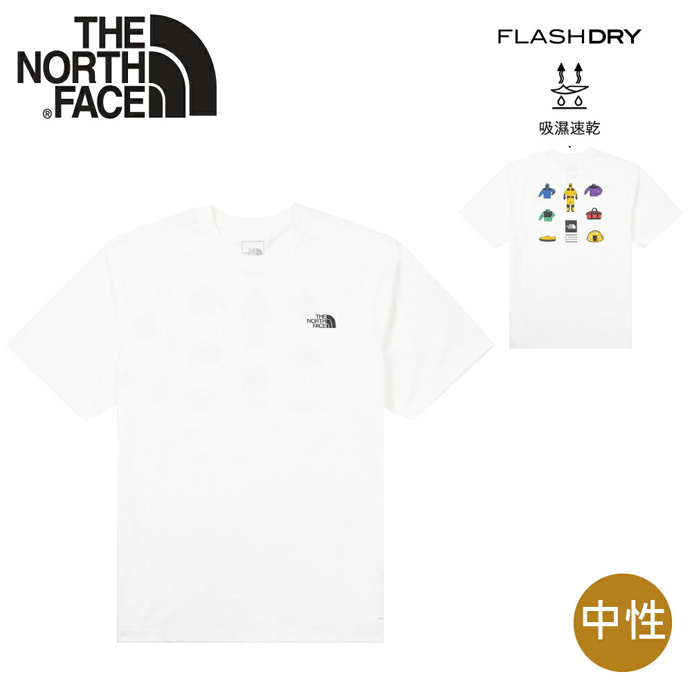 【The North Face 美國 中性 (60週年裝備)排汗快乾短T AP《白》】8GVU/吸濕排汗/圓領/運動上衣