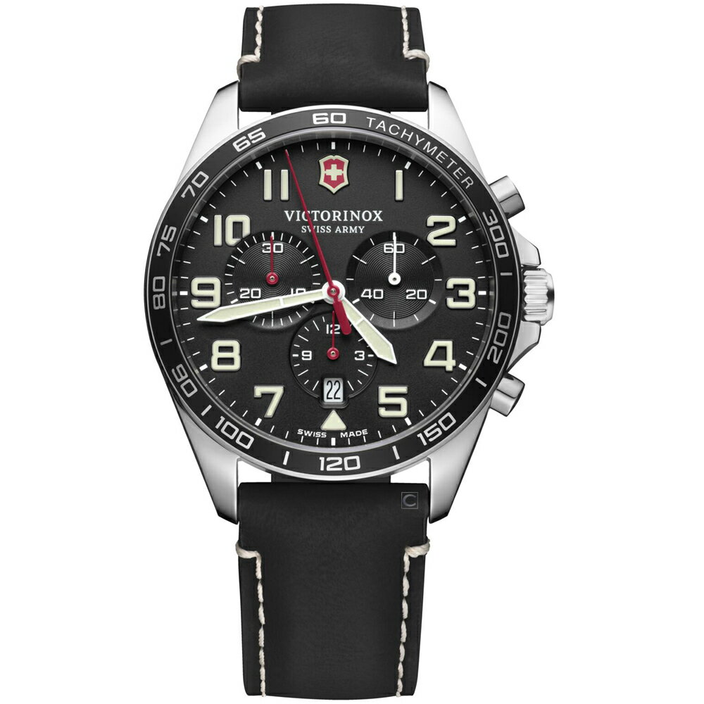 VICTORINOX 瑞士維氏 SWISS ARMY瑞士維氏Fieldforce計時手錶(VISA-241852)-42mm-黑面皮革【刷卡回饋 分期0利率】【APP下單22%點數回饋】