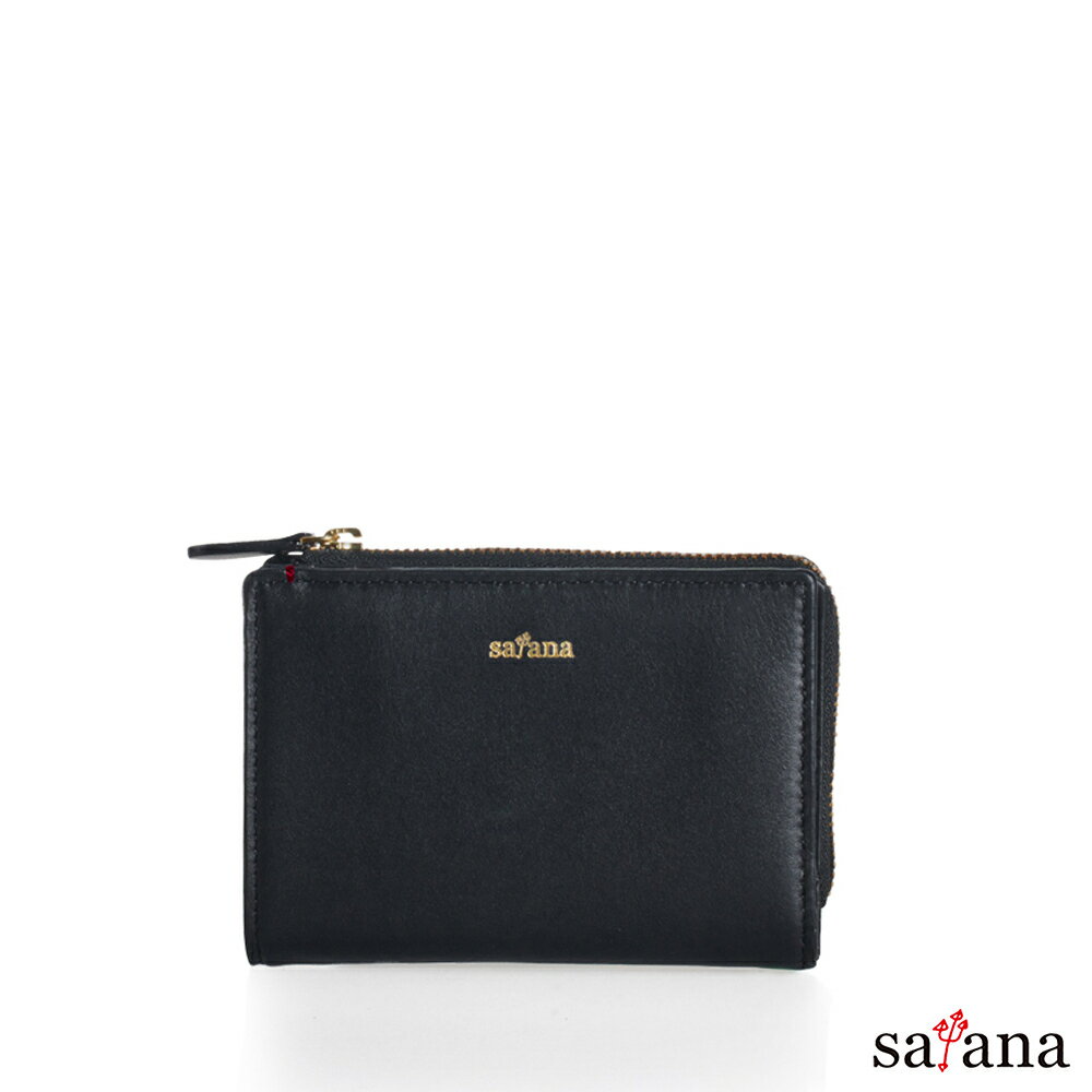 【satana】Leather 不簡單多功能中夾 黑色 SLG0640 | 中夾 短夾 皮夾 皮革短夾 皮革錢包