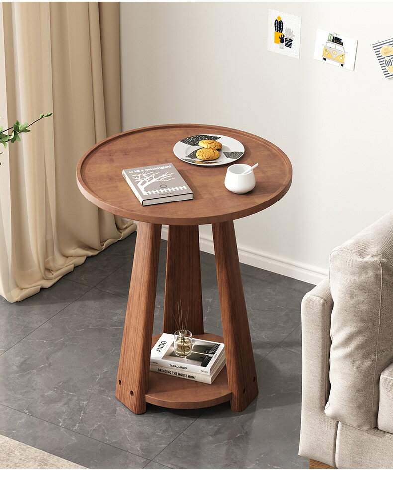 家具現代沙發雙層小邊幾歐式床頭桌客廳家用簡約實木小茶几 全館免運