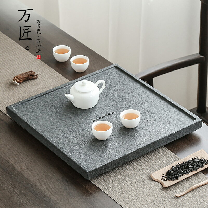 石頭茶盤天然整塊簡約家用長形手工小型迷你排水功夫茶海茶臺