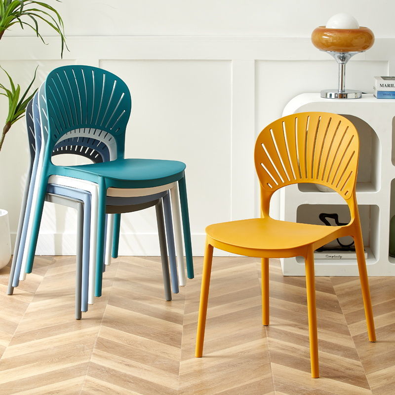 餐椅家用現代簡約塑料餐桌椅子靠背鏤空創意休閑網紅北歐貝殼餐椅