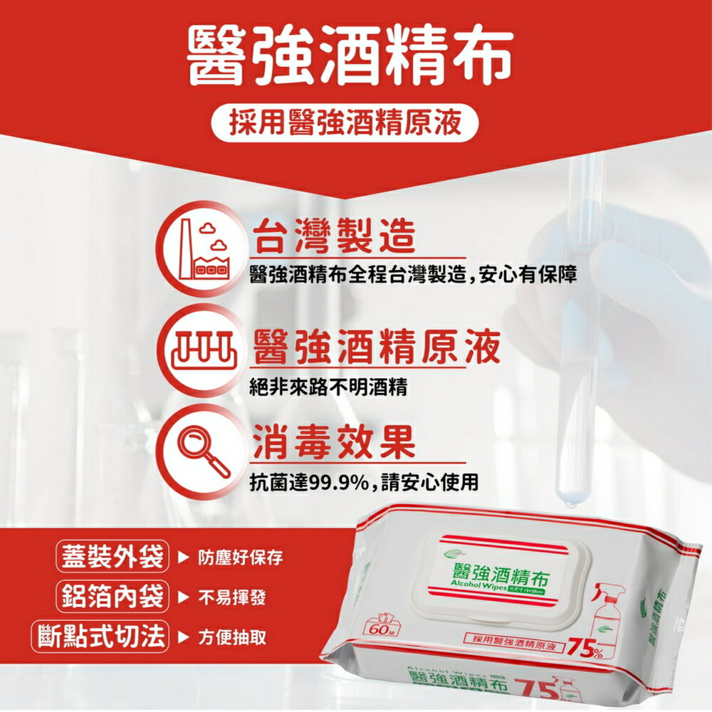 酒精布《醫強》醫強75%酒精布(蓋裝加厚) 60片 3