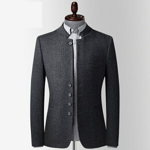 西裝外套修身西服-針織立領休閒條紋男外套74da2【獨家進口】【米蘭精品】