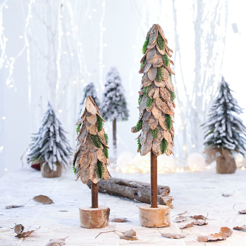 ins北歐風原木圣誕樹擺件森林系風格櫥窗咖啡館裝飾陳列圣誕裝飾