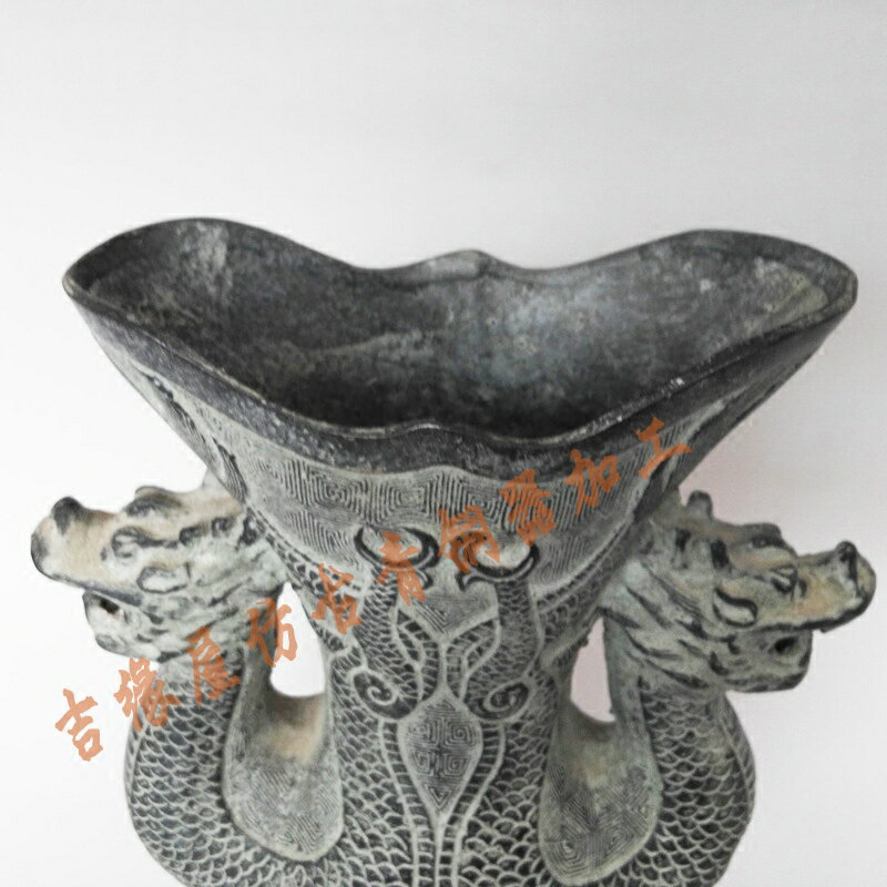 dleisea仿古青銅器招財雙龍杯桌面擺件客廳裝飾品工藝品展櫃擺設