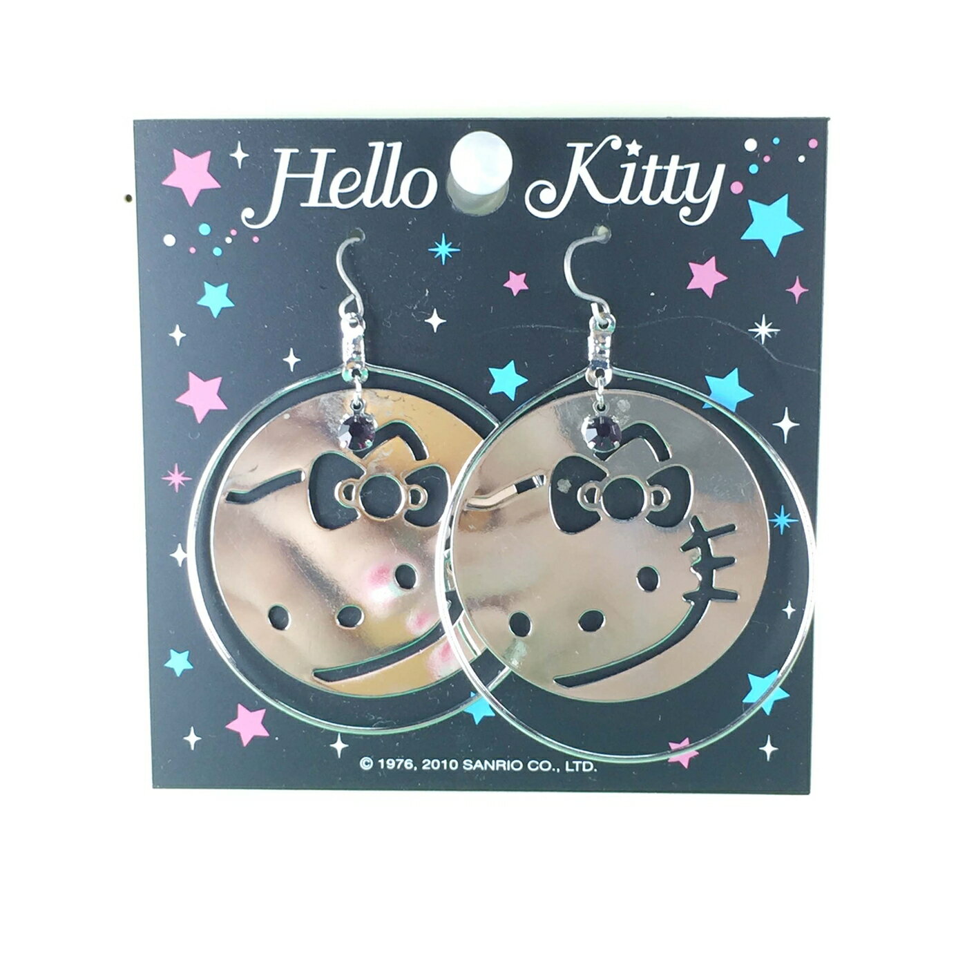 【震撼精品百貨】Hello Kitty 凱蒂貓 造型耳環-大臉圓圈造型 震撼日式精品百貨