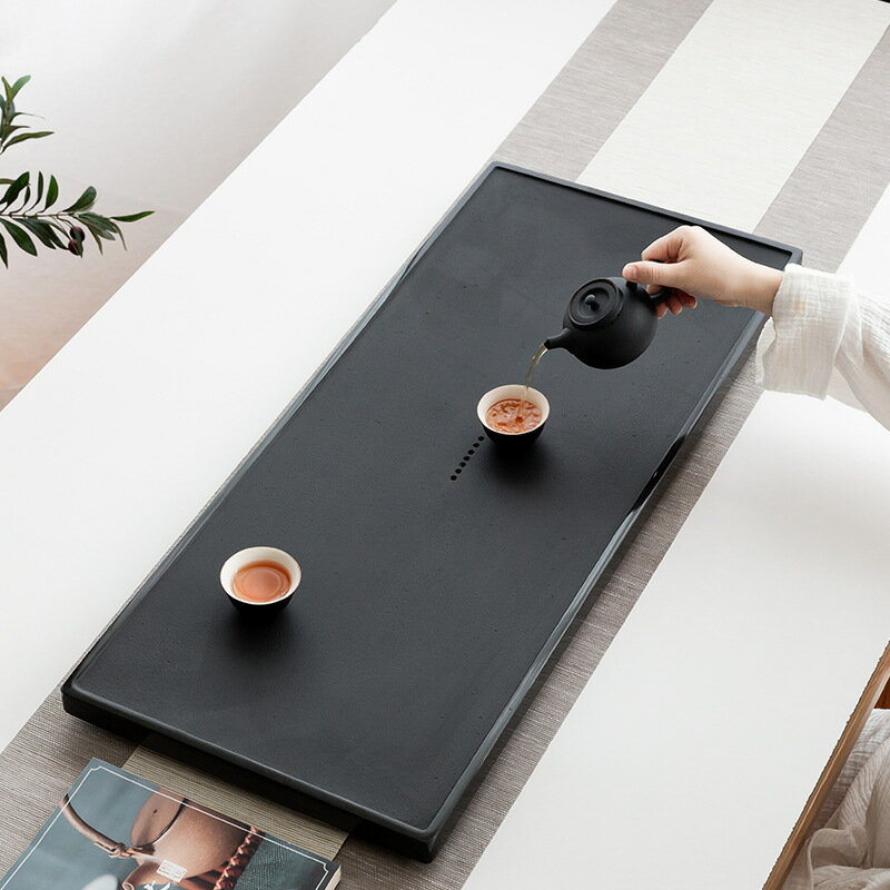 烏金石茶盤家用茶具托盤整塊黑金石頭茶臺簡約小號茶海大號石茶盤