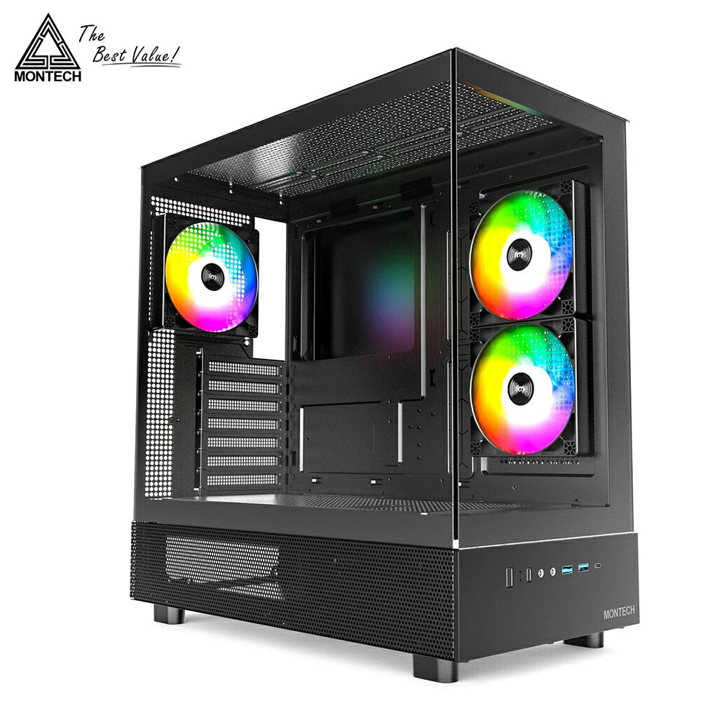 【MONTECH 君主】XR 全景玻璃透側機殼 黑色【三井3C】