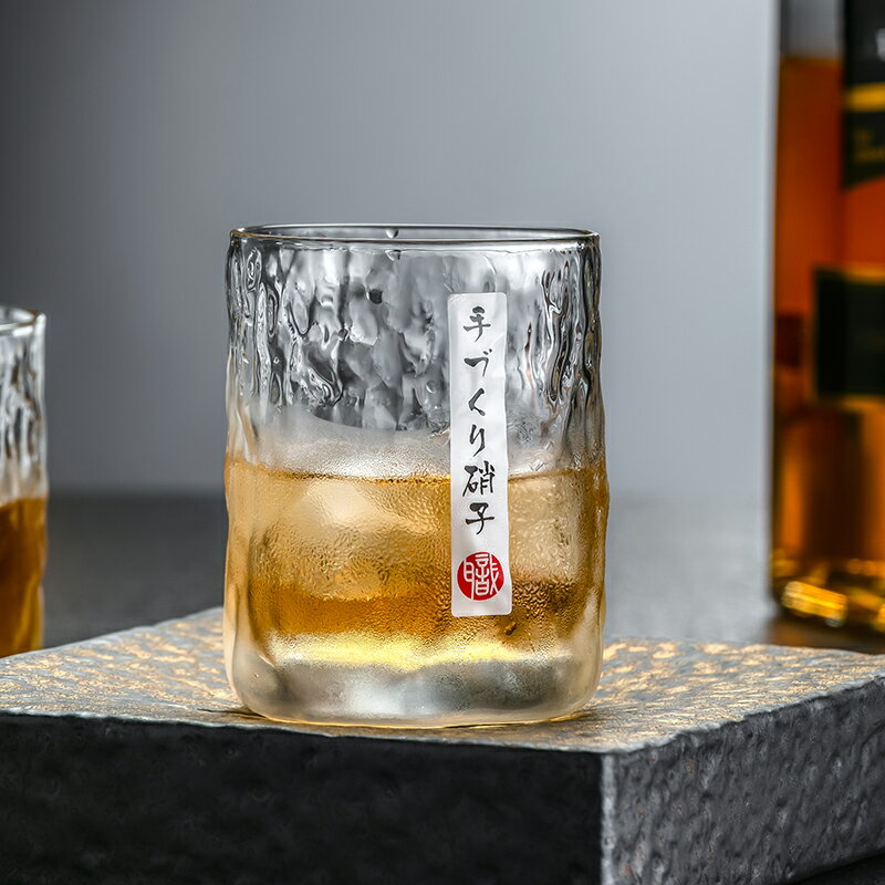 大師級手工威士忌杯日本日式洋酒杯家用玻璃酒杯創意冰川紋啤酒杯