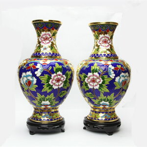 老北京景泰藍花瓶銅胎掐絲琺瑯花瓶家居擺件花絲牡丹牡丹周齊磊