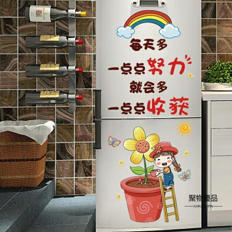 冰箱貼紙立體創意翻新裝飾貼膜家用貼飾卡通勵志防水墻貼畫自粘【聚物優品】