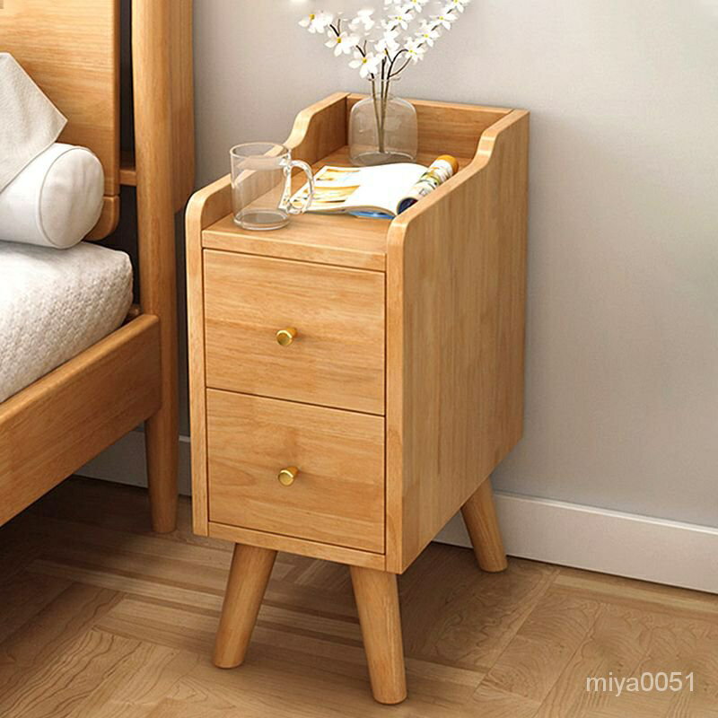 ⚡⚡北歐床頭櫃全實木小型窄櫃床頭櫃整裝小戶型傢用臥室床邊櫃子20CM SL2F
