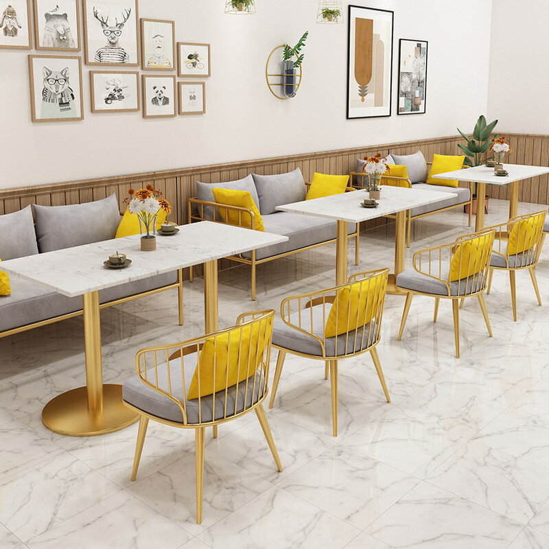 奶茶店桌椅組合卡座簡約現代清新咖啡廳甜品烘培店接待沙發網紅款