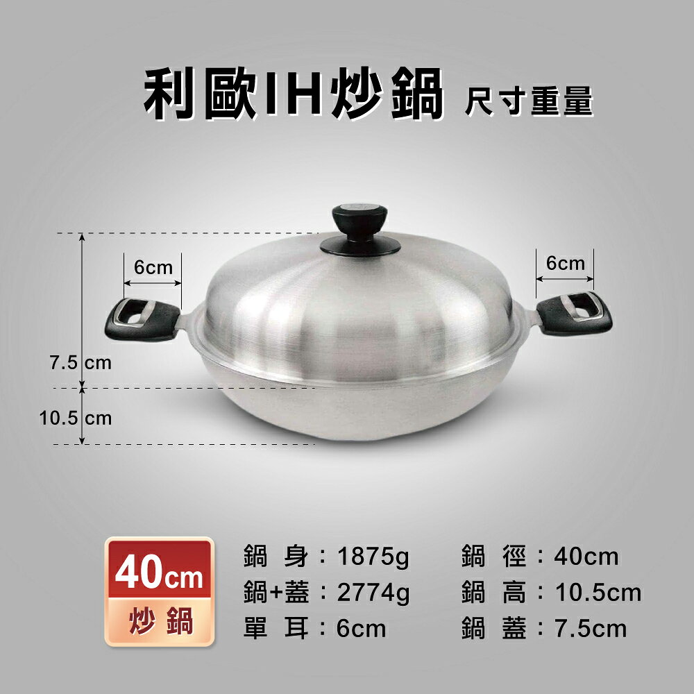 【美國MotherGoose 鵝媽媽】醫療級316 利歐不鏽鋼七層複合金炒鍋40cm 9